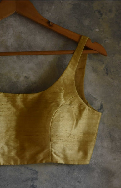 Beige Color Silk Readymade Sleeveless Blouse