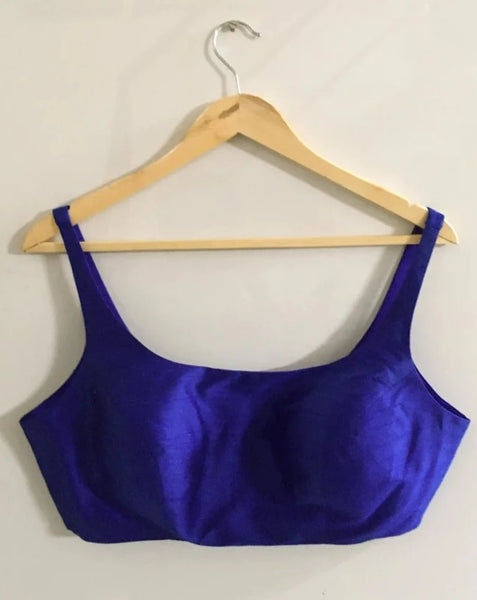 Readymade Blue Sleeveless Artificial Silk Blouse
