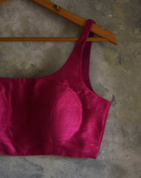 Pink Color Silk Readymade Sleeveless Blouse