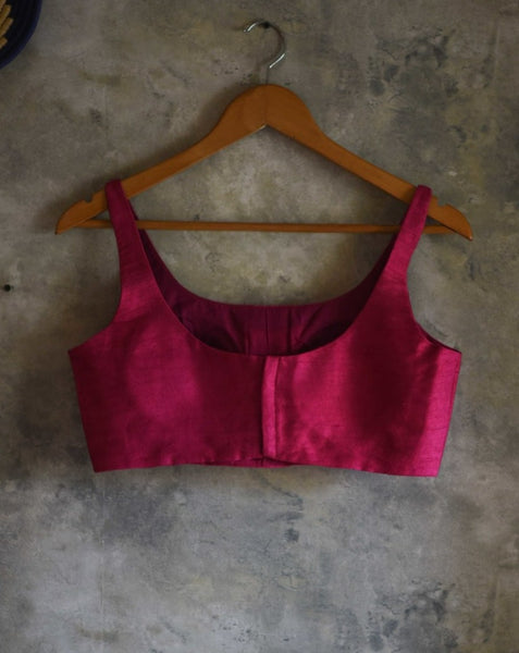 Pink Color Silk Readymade Sleeveless Blouse