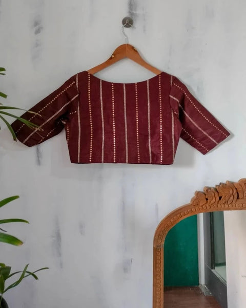 Readymade Stunning Brown Blouse Made of Art Silk