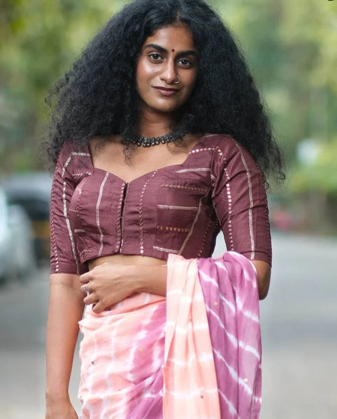 Readymade Stunning Brown Blouse Made of Art Silk