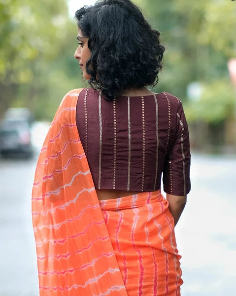 Readymade Stunning Brown Blouse Made of Art Silk