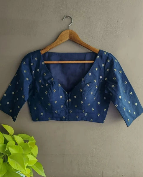 Readymade Shimmering Polyester Navy Blue Blouse