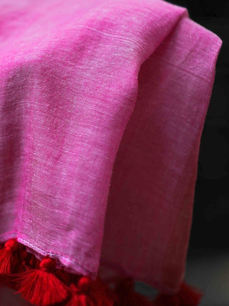 Red, Pink, and Lavender Mul Mul Cotton Saree