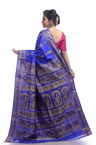 Royal Blue Baluchari Silk with Swarnachari Minakari Work Saree