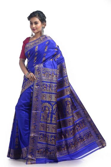 Royal Blue Baluchari Silk with Swarnachari Minakari Work Saree