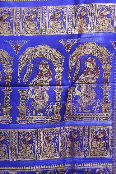 Royal Blue Baluchari Silk with Swarnachari Minakari Work Saree
