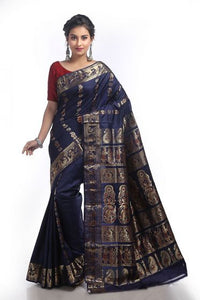 Navy Blue Ethnic Gorgeous Pure Silk Baluchari Swarnachari Saree