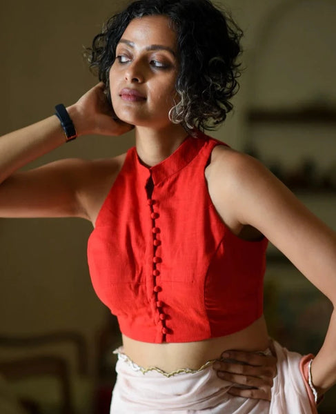 Readymade Elegant Red Cotton Blouse