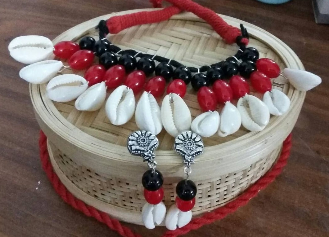 Cowry Shells Beaded Necklace With Matching Earrings