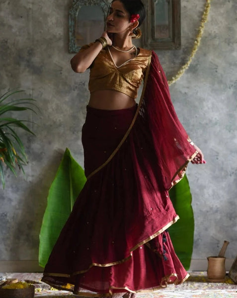 Pre-draped Dayawanti Mul Cotton Saree