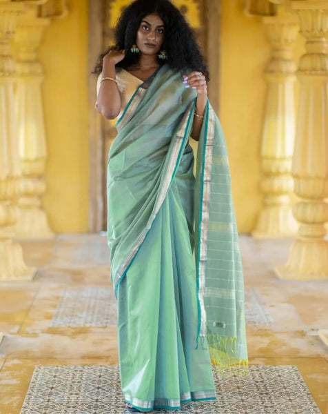 Grey Cotton Silk Saree