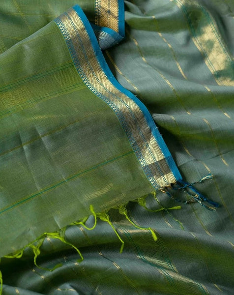 Grey Cotton Silk Saree