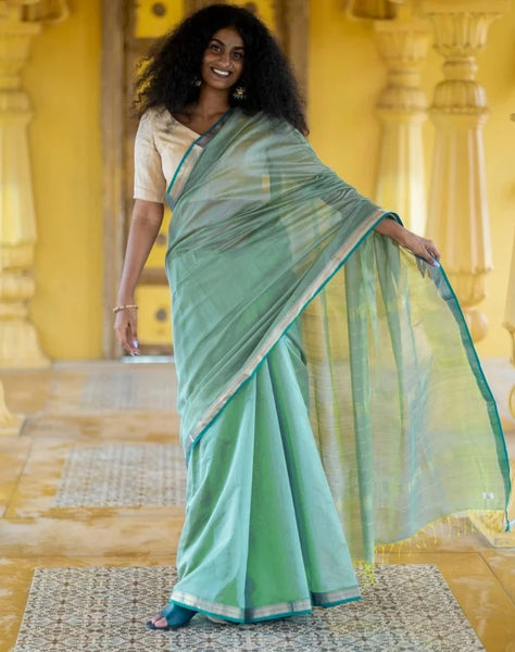 Grey Cotton Silk Saree