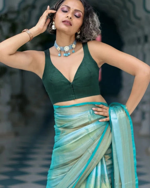 Readymade Beautiful Green Linen Blouse