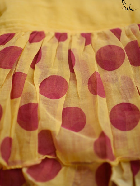 Yellow & Pink Mul Cotton Saree