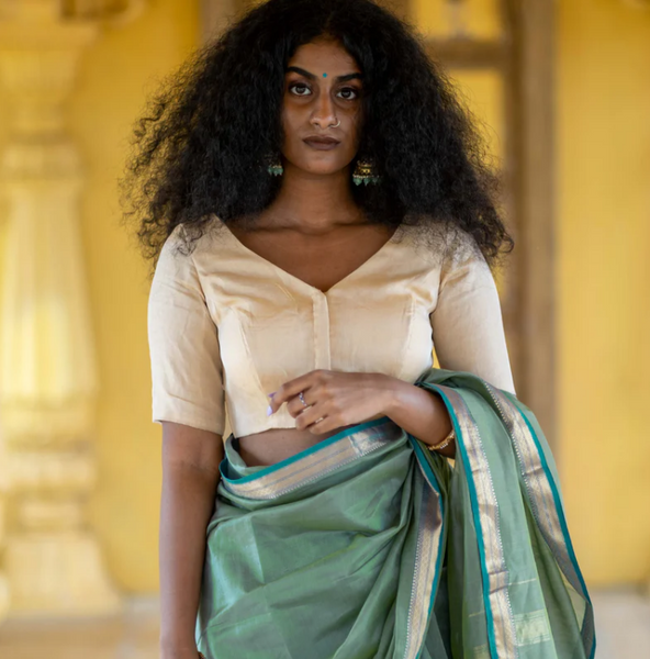 Golden Readymade Tissue Silk Blouse