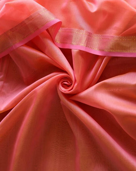 Peach Color Cotton Silk Saree