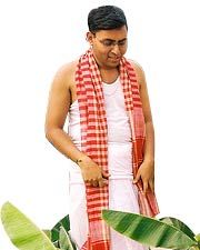 Red and White Gamcha for Pooja and Wedding Marriage Rituals