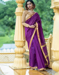 Purple Color Cotton Silk Saree