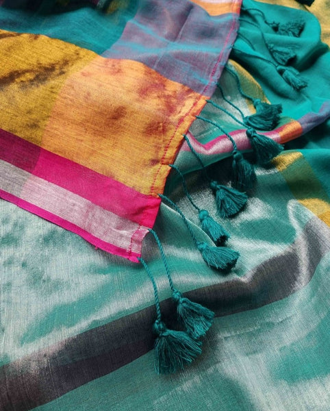 Multi-Colored Cotton Zari Saree