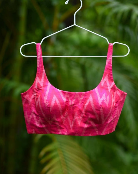 Pink Handwoven Ikat Silk Blouse