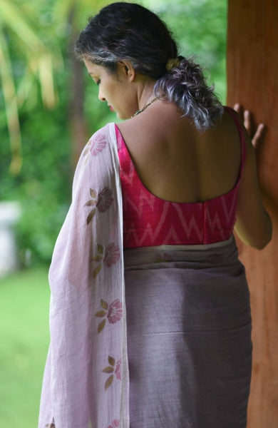 Pink Handwoven Ikat Silk Blouse