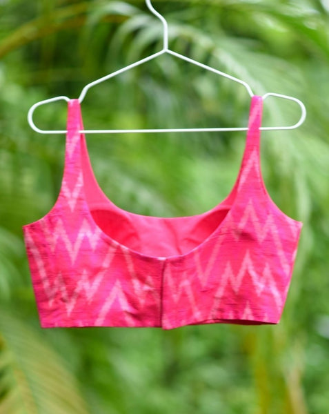 Pink Handwoven Ikat Silk Blouse