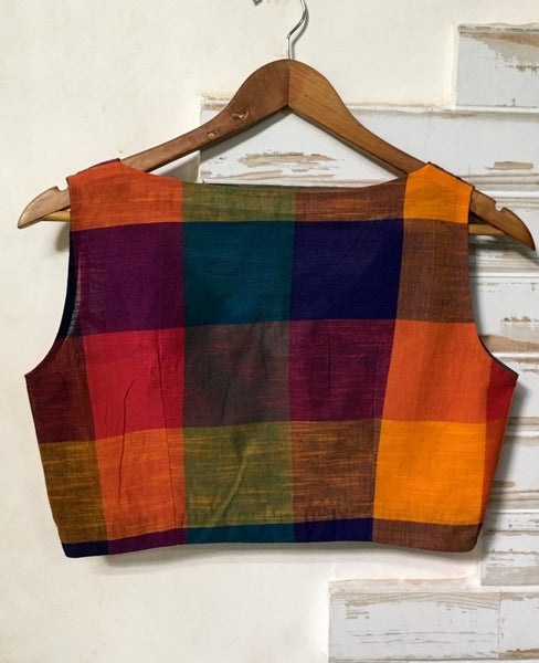 Cotton Multicolored Sleeveless Blouse