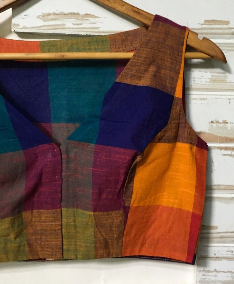 Cotton Multicolored Sleeveless Blouse