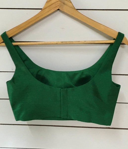 Green Color Silk Readymade Sleeveless Blouse