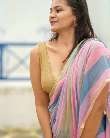 Readymade Gold Blouse Made of Cotton & Zari.