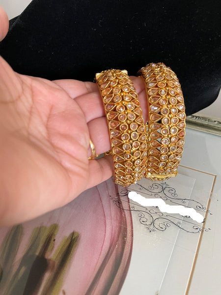 Polki Stone & Gold Kada Bangles