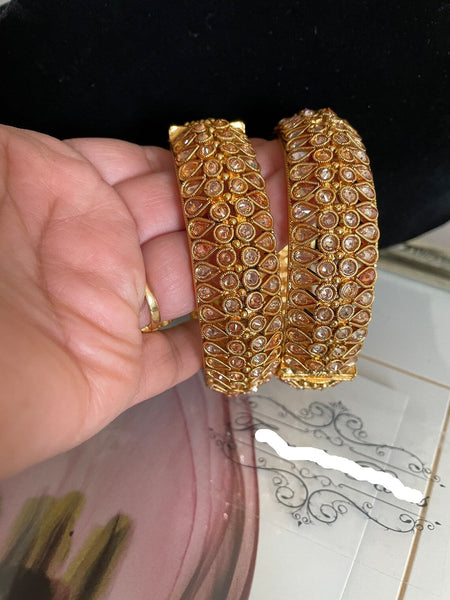 Polki Stone & Gold Kada Bangles