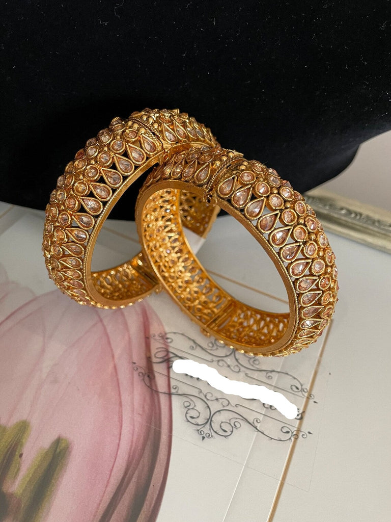 Polki Stone Gold Kada Bangles ShopBollyWear.Com