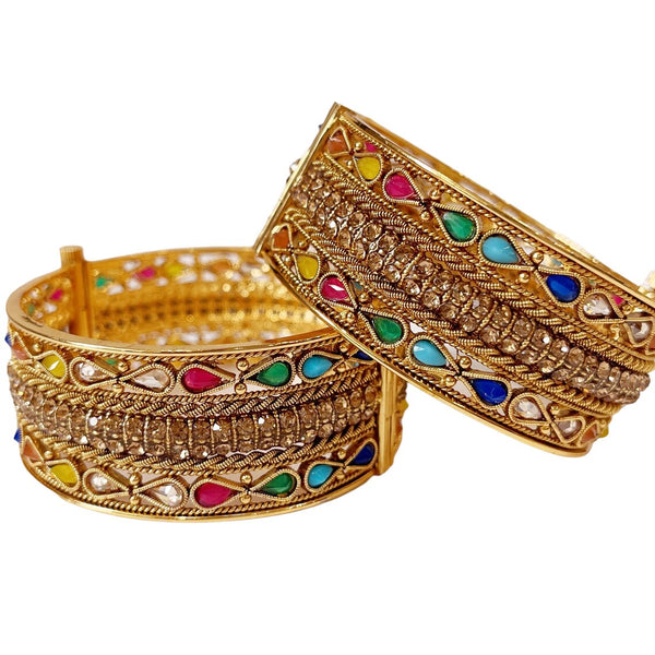 Gold Plated Polki Openable Bangle Pair