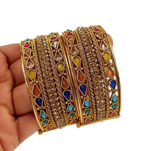 Gold Plated Polki Openable Bangle Pair