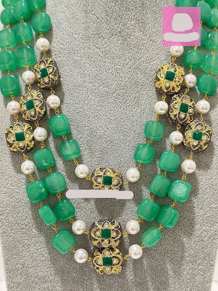 Multi-strands Meenakari Semi-Precious Stones Necklace