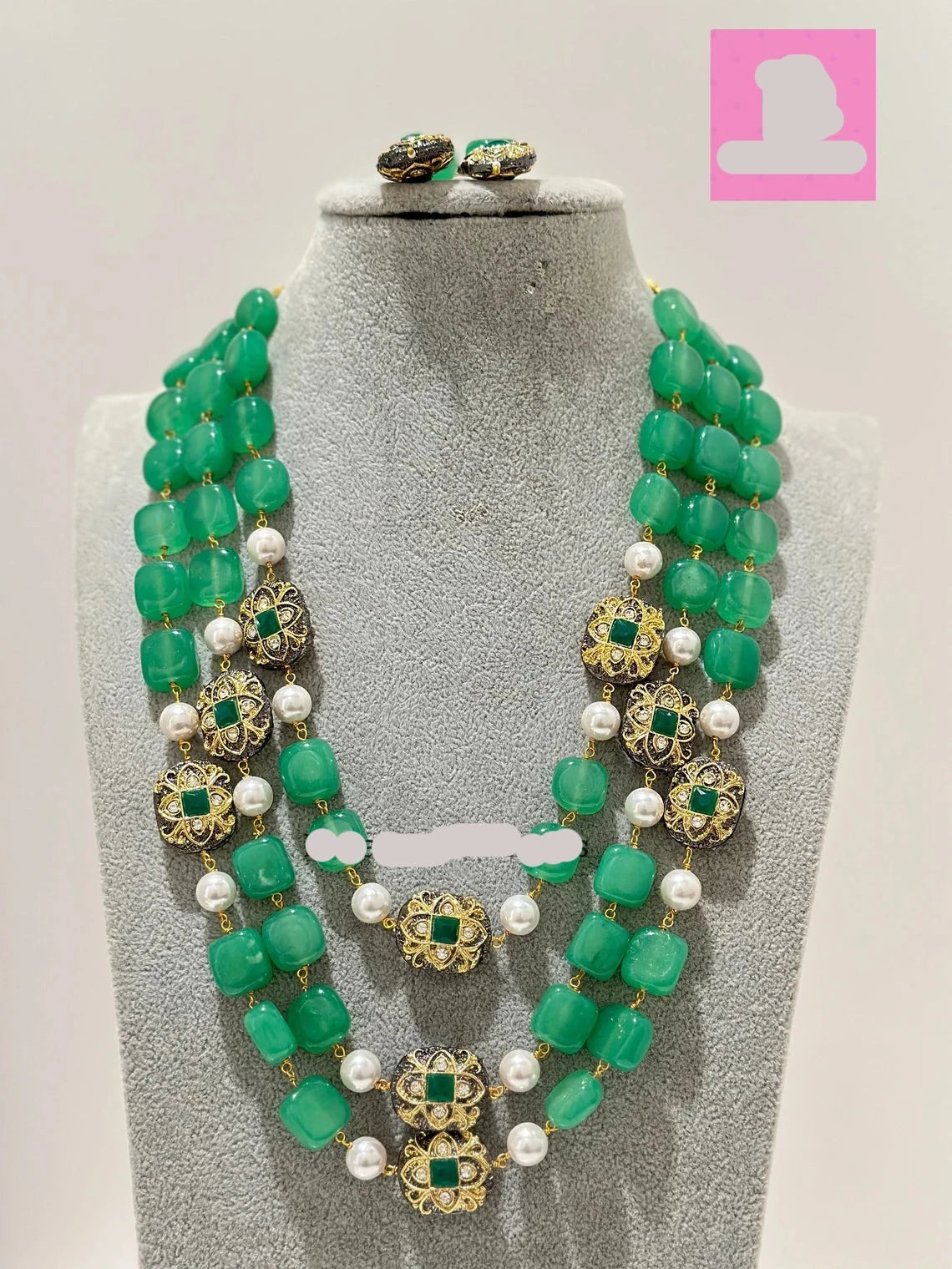 Multi-strands Meenakari Semi-Precious Stones Necklace