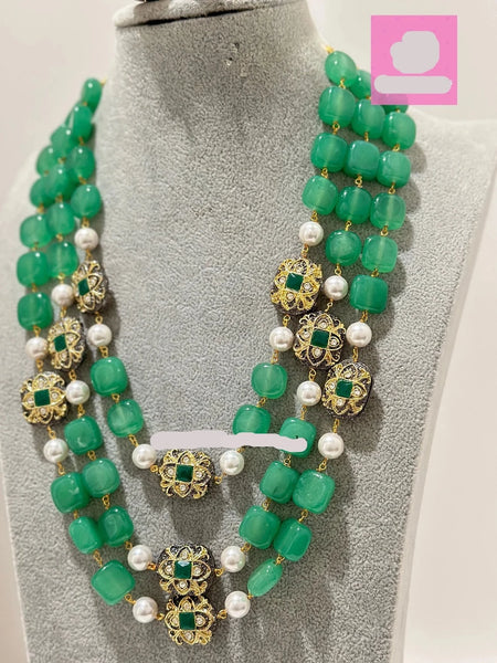 Multi-strands Meenakari Semi-Precious Stones Necklace