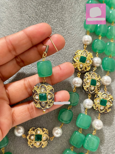 Multi-strands Meenakari Semi-Precious Stones Necklace