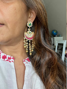 Long Ahmadabadi Kundan Chandbalis Earrings