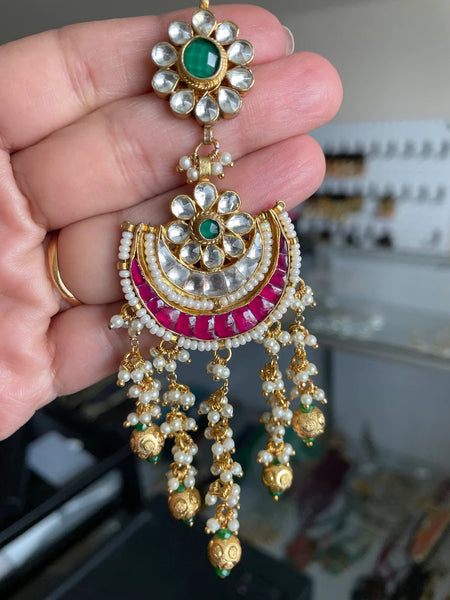 Long Ahmadabadi Kundan Chandbalis Earrings