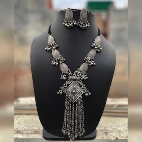 Oxidised black polish necklace and earrings