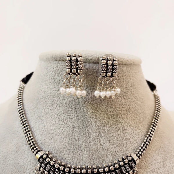 Oxidized Indian Boho Necklace Jewelry With Earrings
