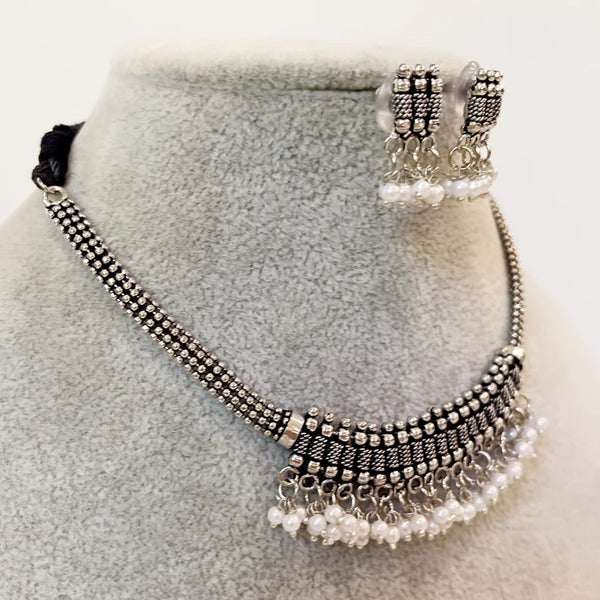 Oxidized Indian Boho Necklace Jewelry With Earrings