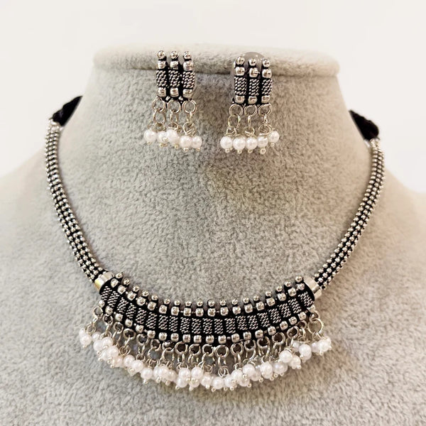Oxidized Indian Boho Necklace Jewelry With Earrings