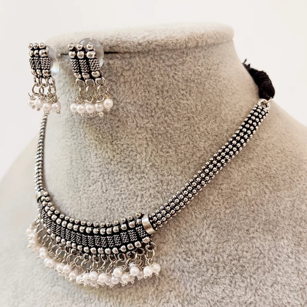 Oxidized Indian Boho Necklace Jewelry With Earrings