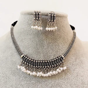 Oxidized Indian Boho Necklace Jewelry With Earrings